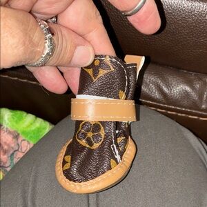 Brown and Tan dog Shoes size 4